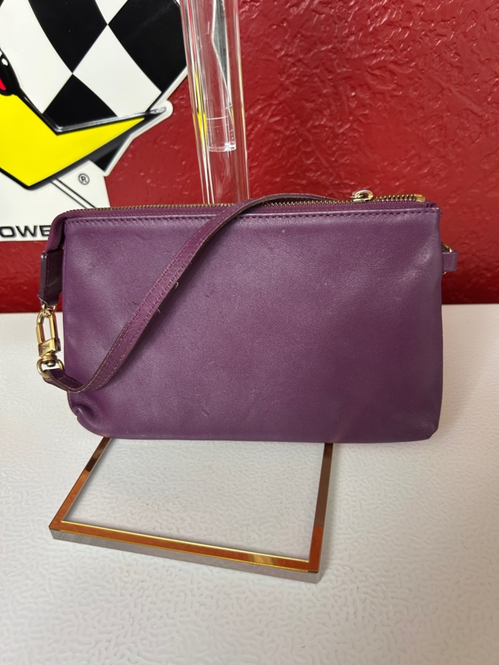 MCM Purple Leather Wristlet Clutch - Picture 4 of 7